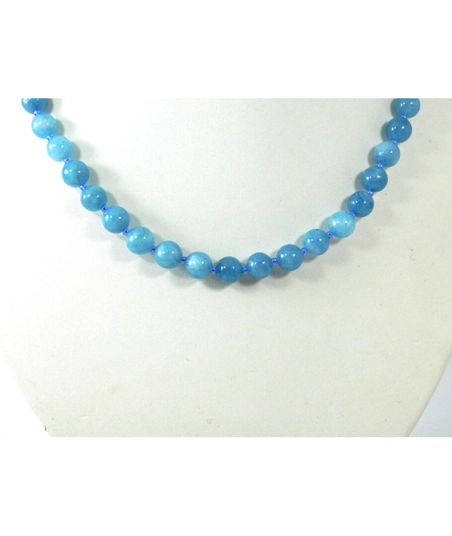 Aquamarine necklace 8 mm + silver