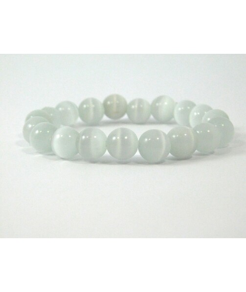 Bracelet Cat's eye 10 mm white