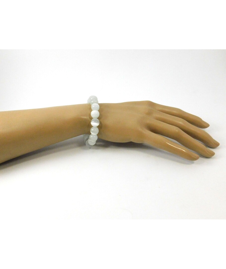 Bracelet Cat's eye 10 mm white