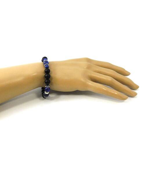 Synthetic shungite bracelet, lapis lazuli