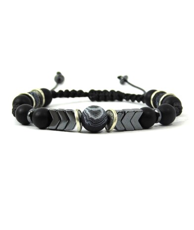 Shambhala bracelet Agate crackleur, Shungite, Hematite