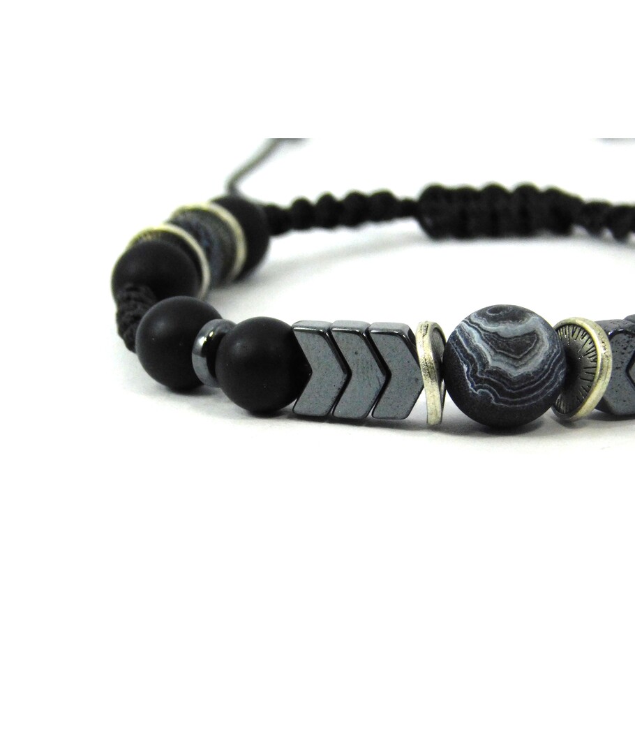 Shambhala bracelet Agate crackleur, Shungite, Hematite