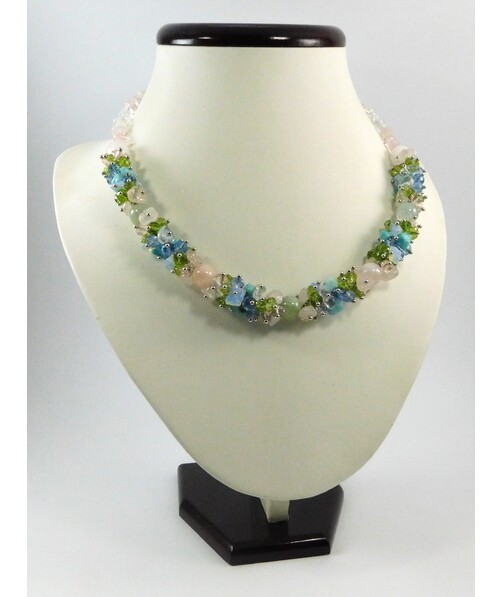 Exclusive necklace "Summer flowers" Rose quartz