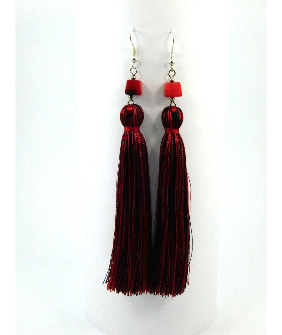 Exclusive ombre Coral tassel earrings