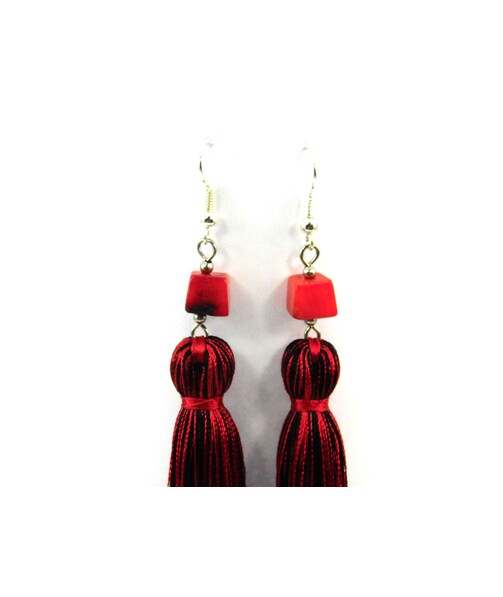 Exclusive ombre Coral tassel earrings