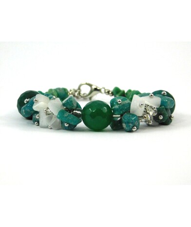 Exclusive bracelet "Esma", Agate, Amazonite. Cat's eye