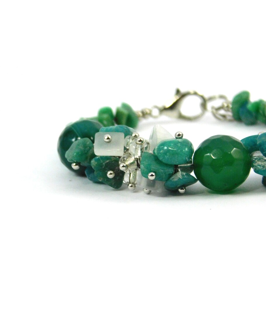 Exclusive bracelet "Esma", Agate, Amazonite. Cat's eye