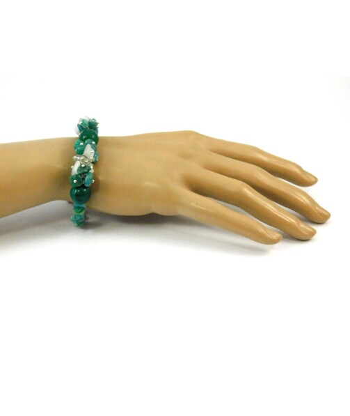 Exclusive bracelet "Esma", Agate, Amazonite. Cat's eye