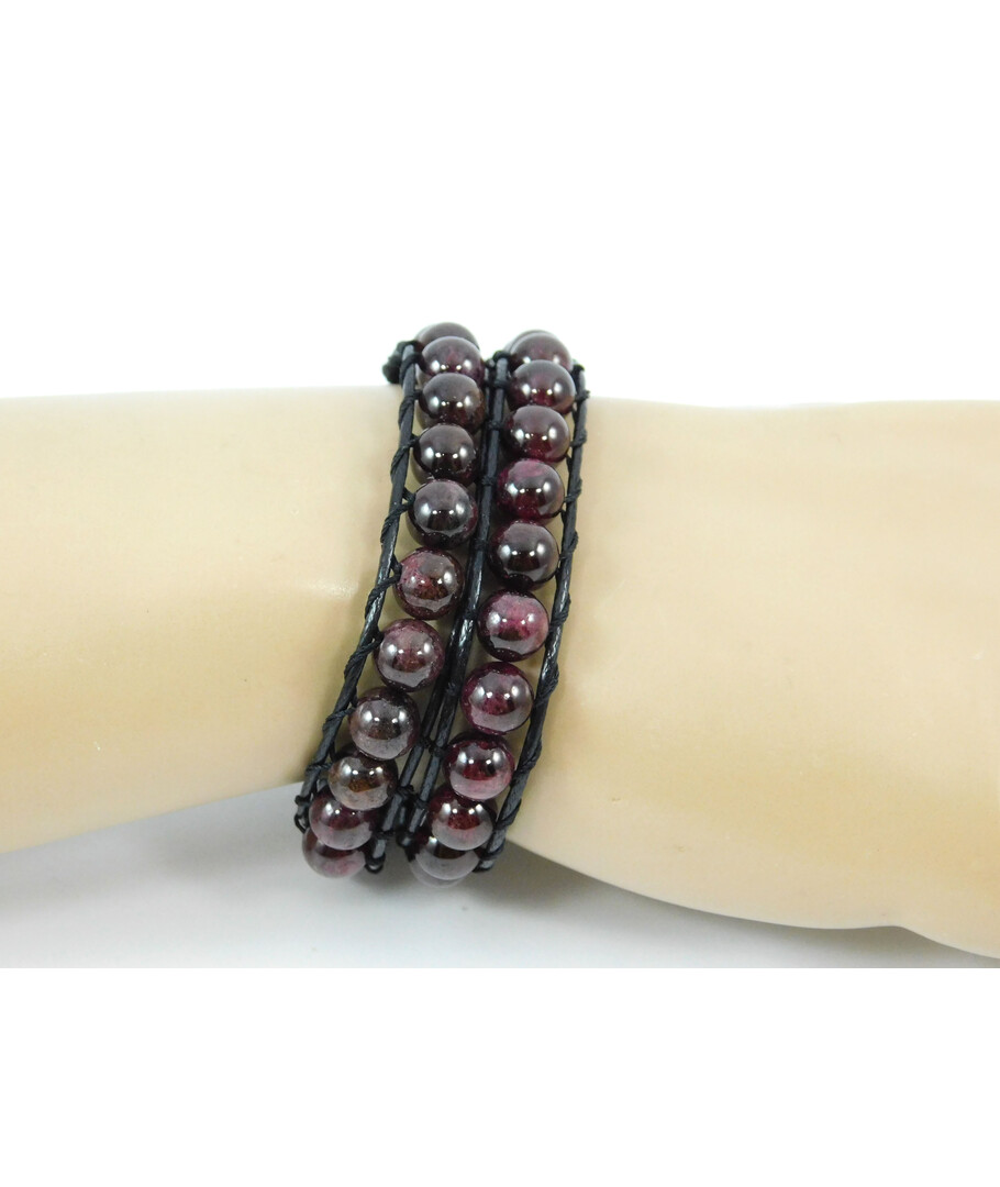 Exclusive bracelet double "Chan Lu" Garnet