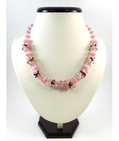 Exclusive necklace "Pink glow" Cat's eye