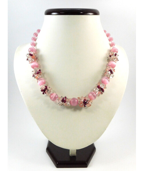 Exclusive necklace "Pink glow" Cat's eye