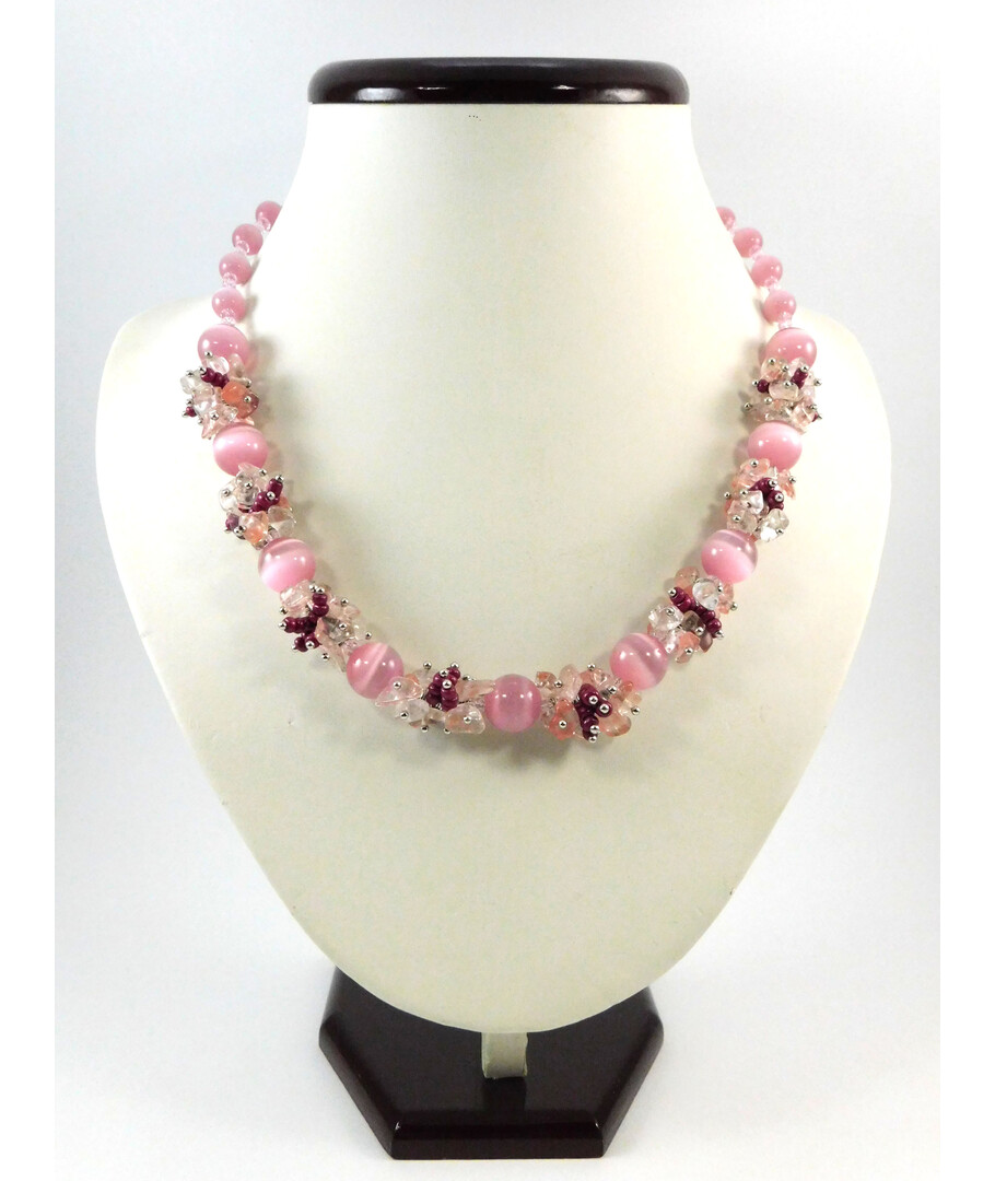 Exclusive necklace "Pink glow" Cat's eye