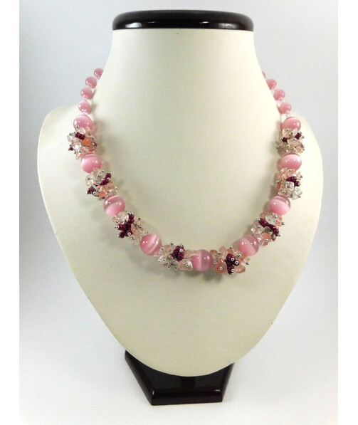 Exclusive necklace "Pink glow" Cat's eye