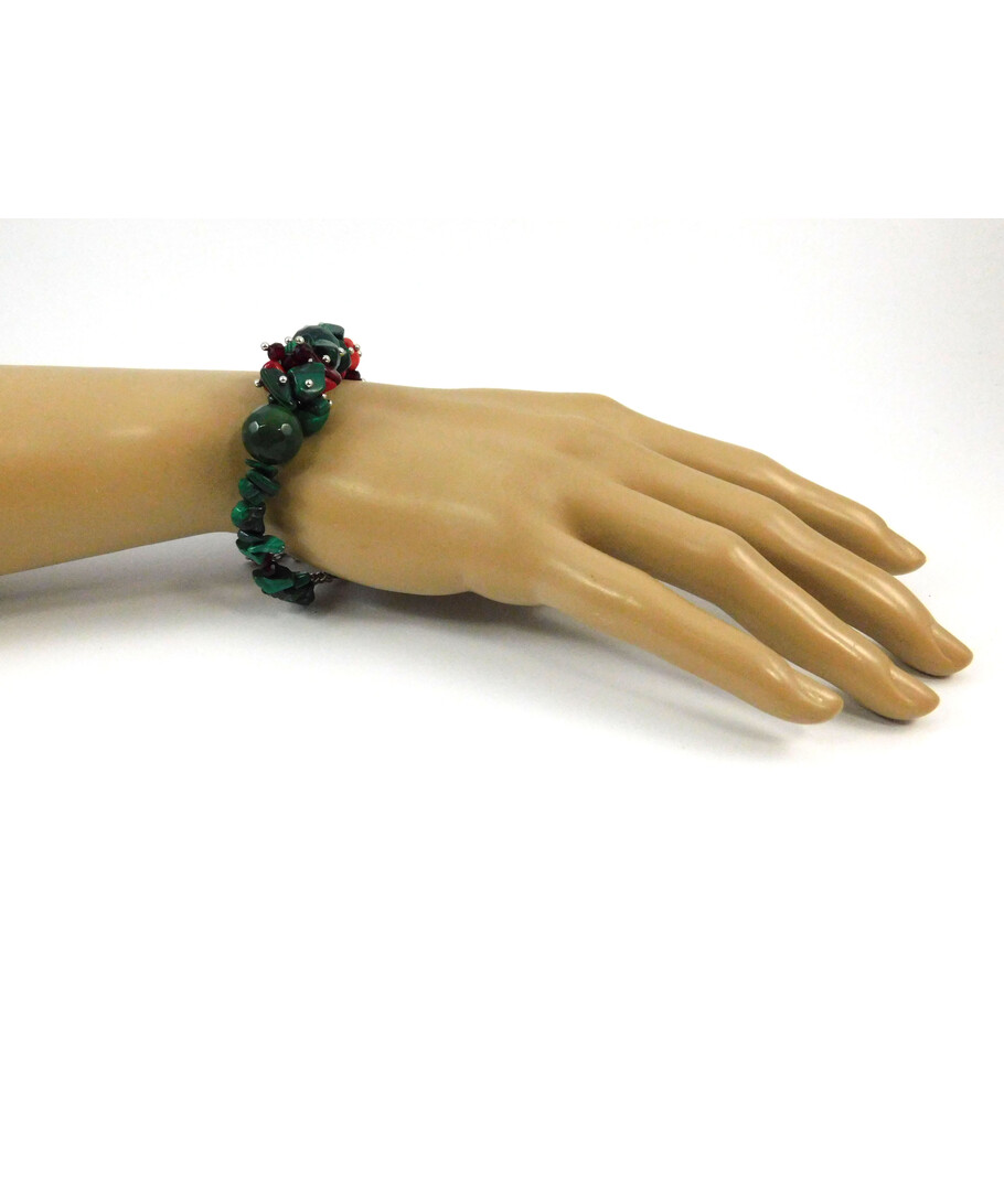 Exclusive bracelet "Magic Viburnum", Agate, Malachite, Coral