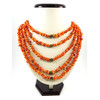 Exclusive necklace &quot;Orange coral crumb&quot; 5 rows (&quot;Ethnic&quot; collection)