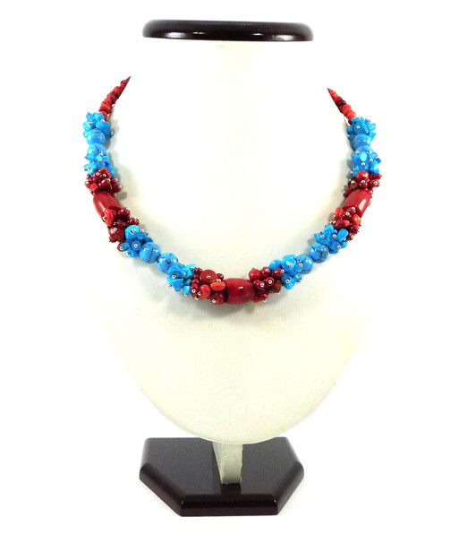 Exclusive necklace "Queen of Coral" Coral, Turquoise (Colors Collection)