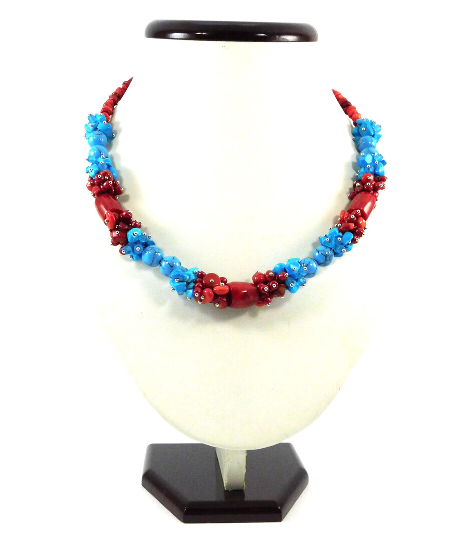 Exclusive necklace "Queen of Coral" Coral, Turquoise (Colors Collection)