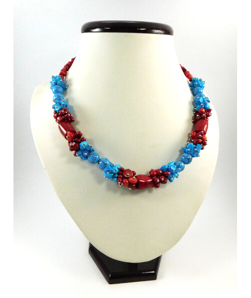 Exclusive necklace "Queen of Coral" Coral, Turquoise (Colors Collection)