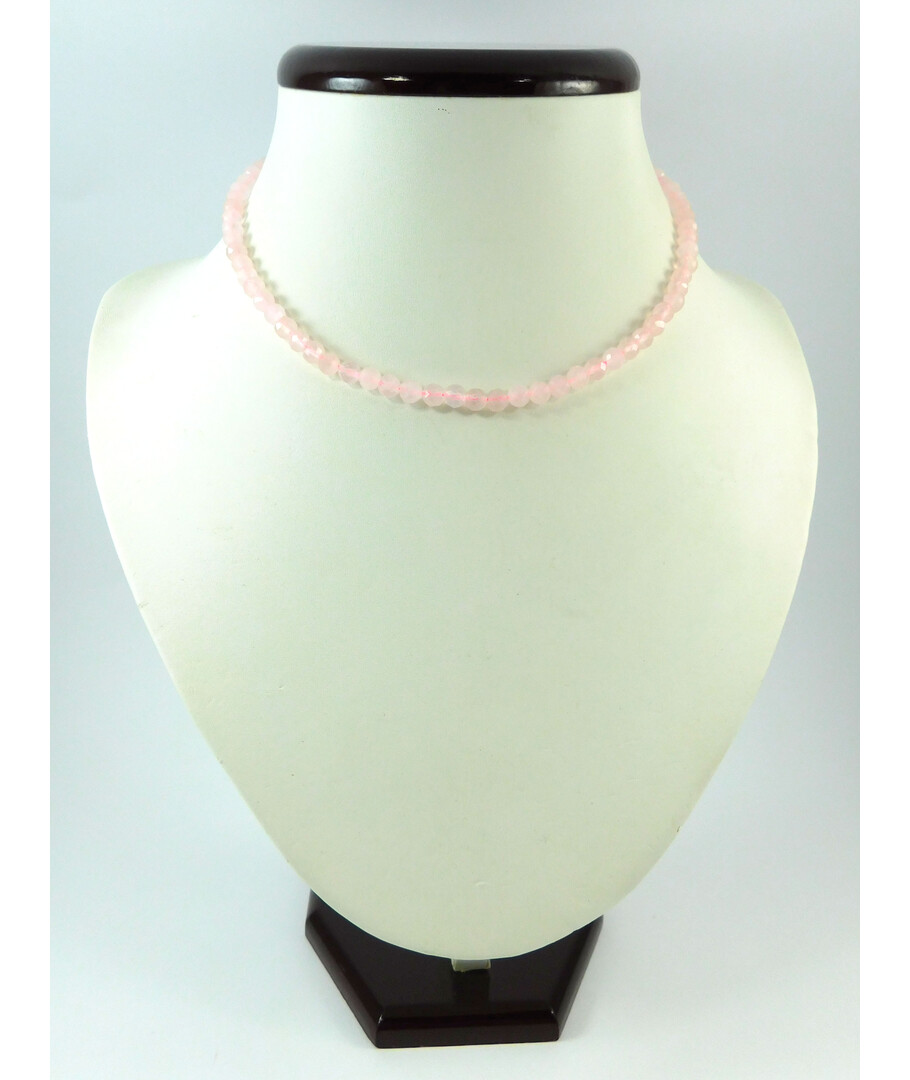 Faceted rose quartz necklace