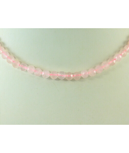 Faceted rose quartz necklace