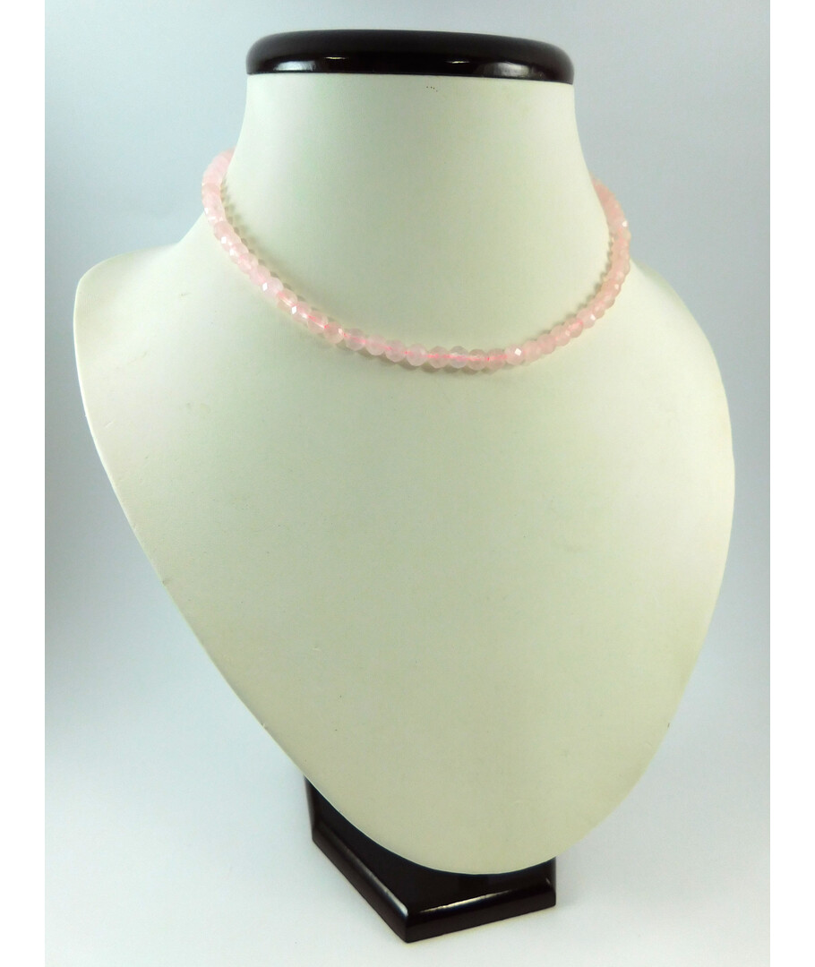 Faceted rose quartz necklace