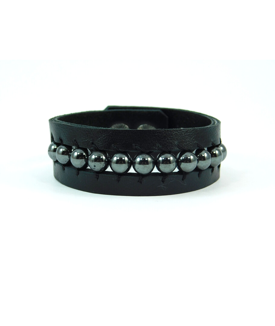 Exclusive leather hematite bracelet