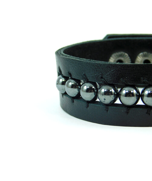 Exclusive leather hematite bracelet