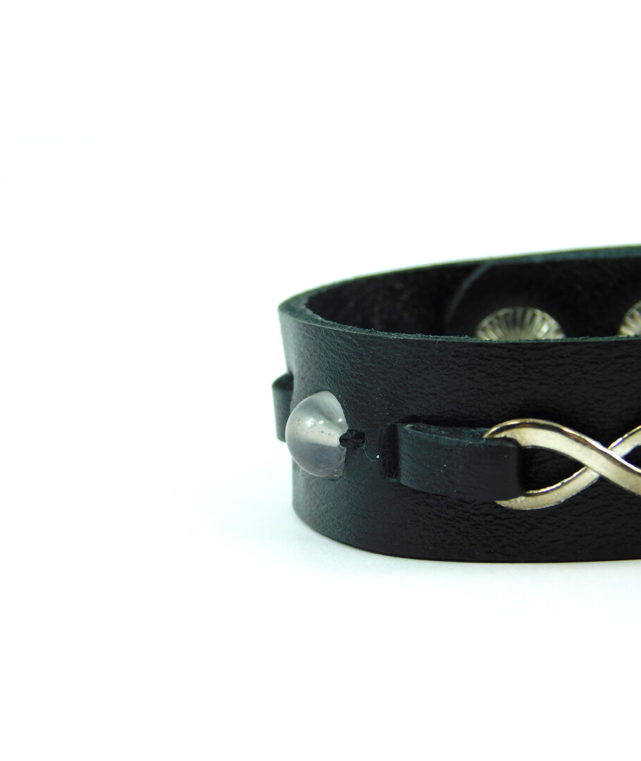 Exclusive leather bracelet "Infinity", Moonstone