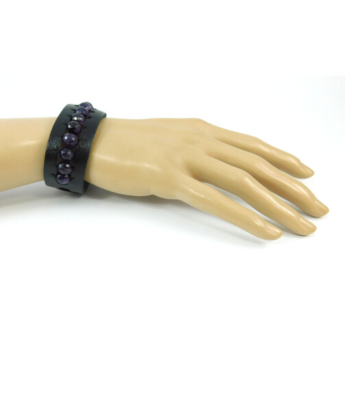 Exclusive leather bracelet Amethyst facet