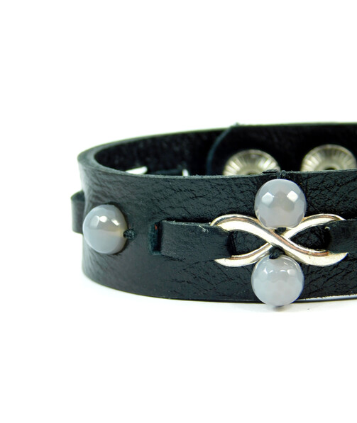 Exclusive leather bracelet "Infinity", Agate