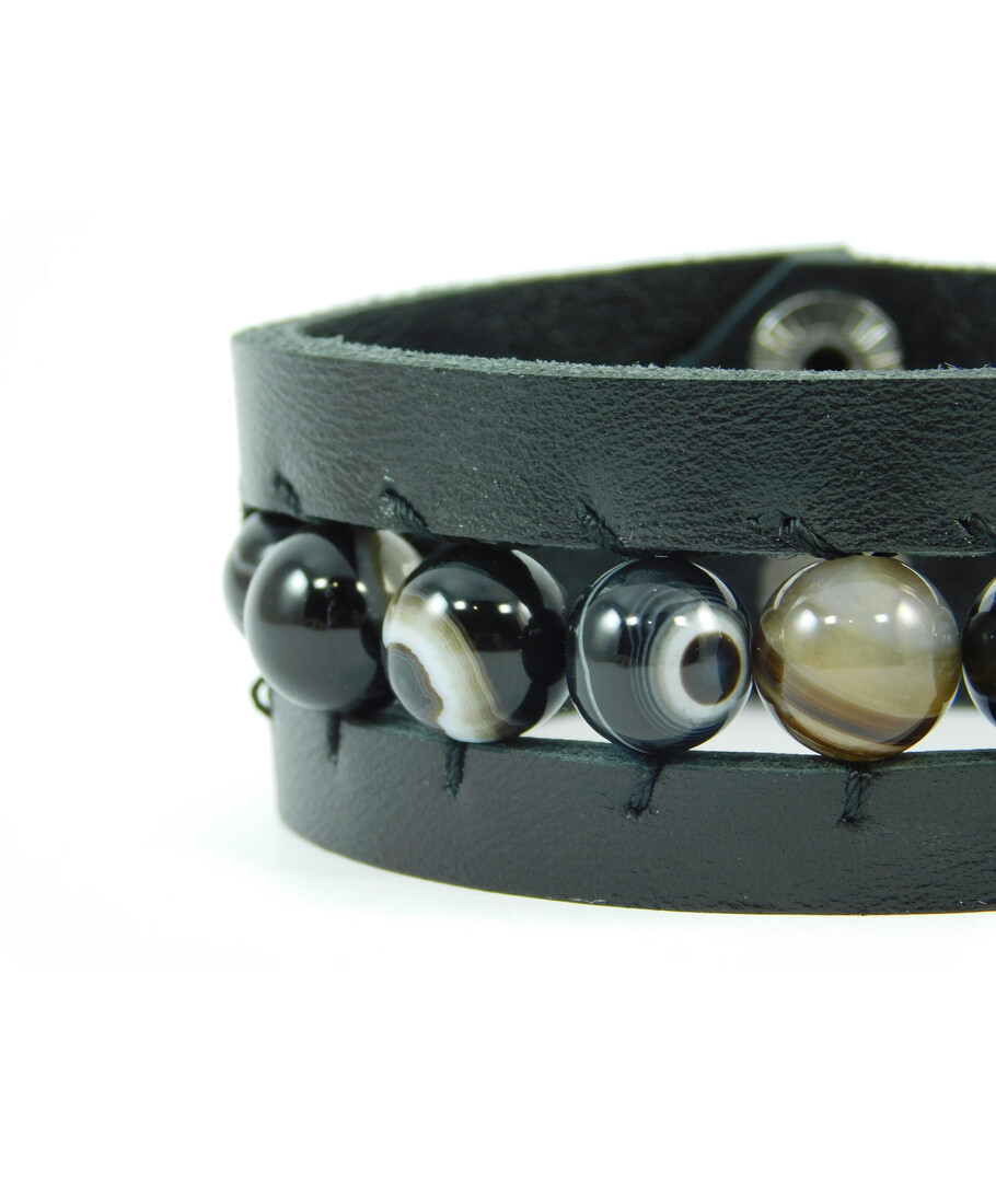 Exclusive Agate leather bracelet