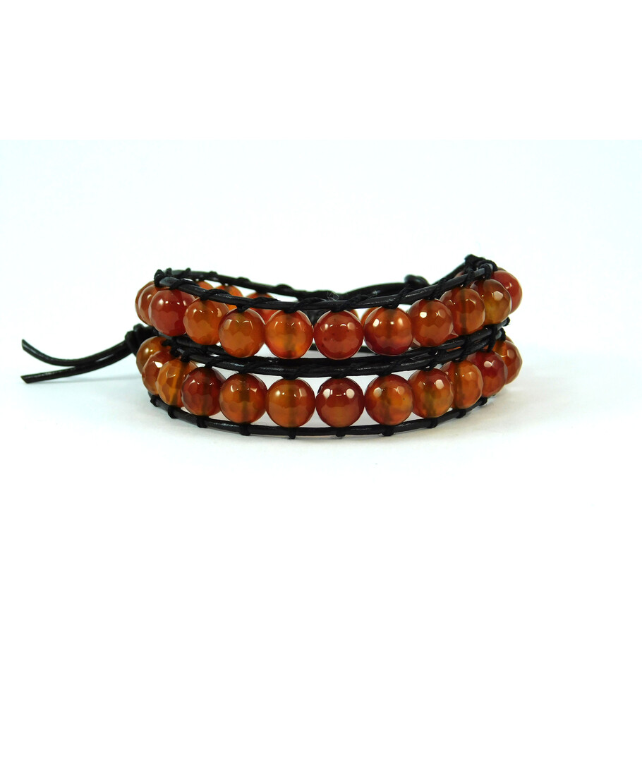 Exclusive double bracelet "Chan Lu" Carnelian facet