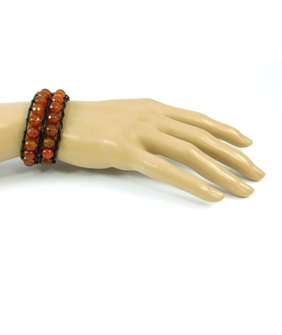 Exclusive double bracelet "Chan Lu" Carnelian facet