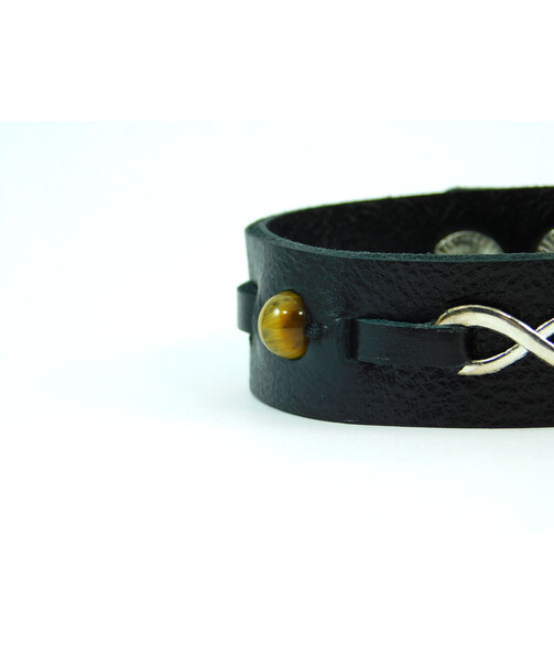 Exclusive leather bracelet "Infinity" Tiger's eye