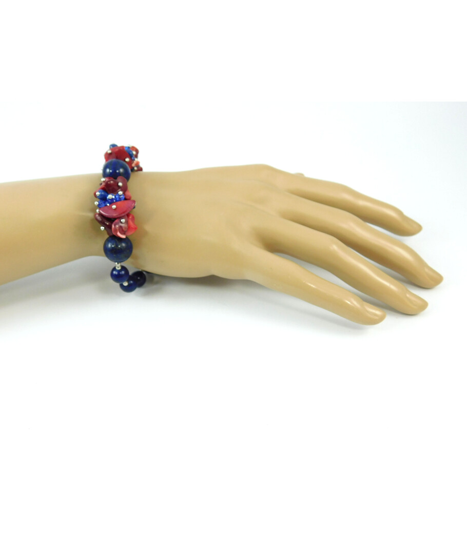 Exclusive bracelet "Camelot", lapis lazuli, coral