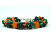 Exclusive bracelet &quot;Flowering Dahlia&quot;, Coral, Malachite