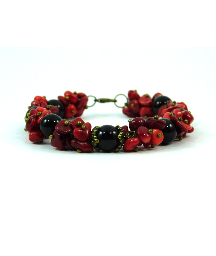 Exclusive bracelet "Valentine", Coral, Agate