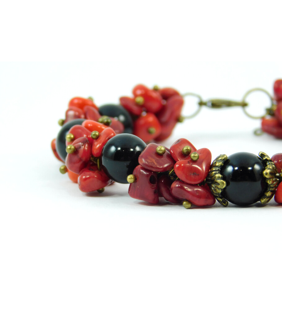 Exclusive bracelet "Valentine", Coral, Agate