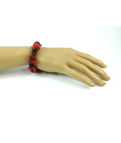 Exclusive bracelet "Valentine", Coral, Agate