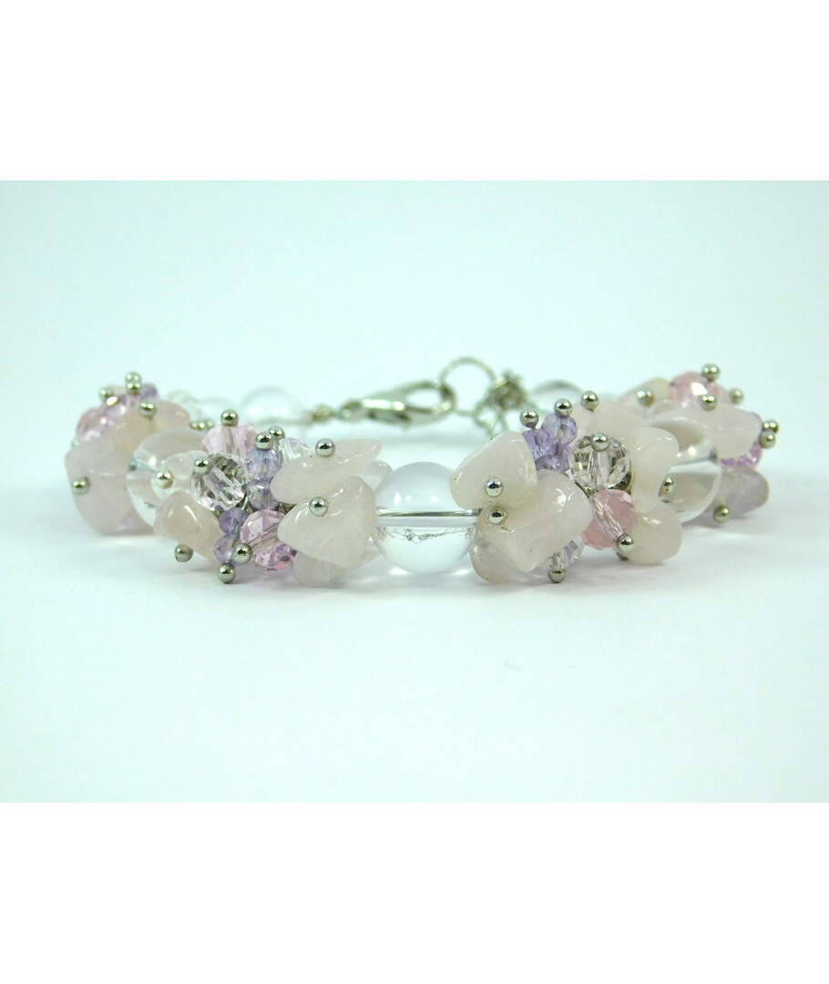 Exclusive bracelet "Winter's Tale", Rock Crystal, Rose Quartz