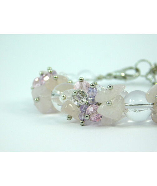 Exclusive bracelet "Winter's Tale", Rock Crystal, Rose Quartz