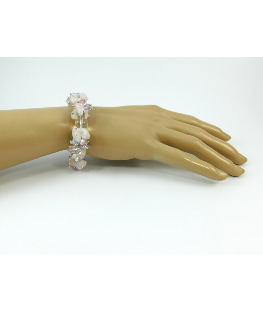 Exclusive bracelet "Winter's Tale", Rock Crystal, Rose Quartz