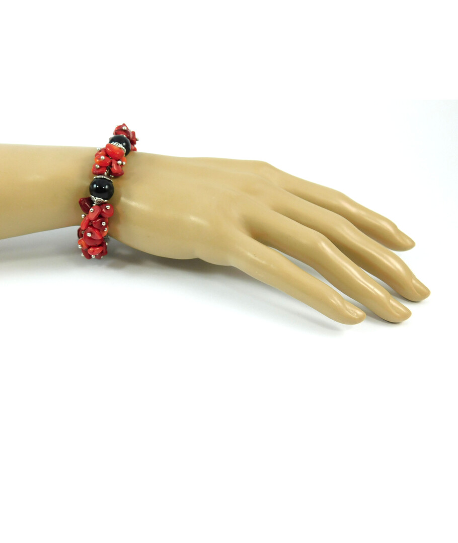 Exclusive bracelet "Rushnychok" Agate, Coral