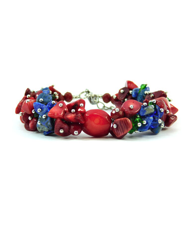 Exclusive bracelet "Legend of the Carpathians 3". Coral, lapis lazuli