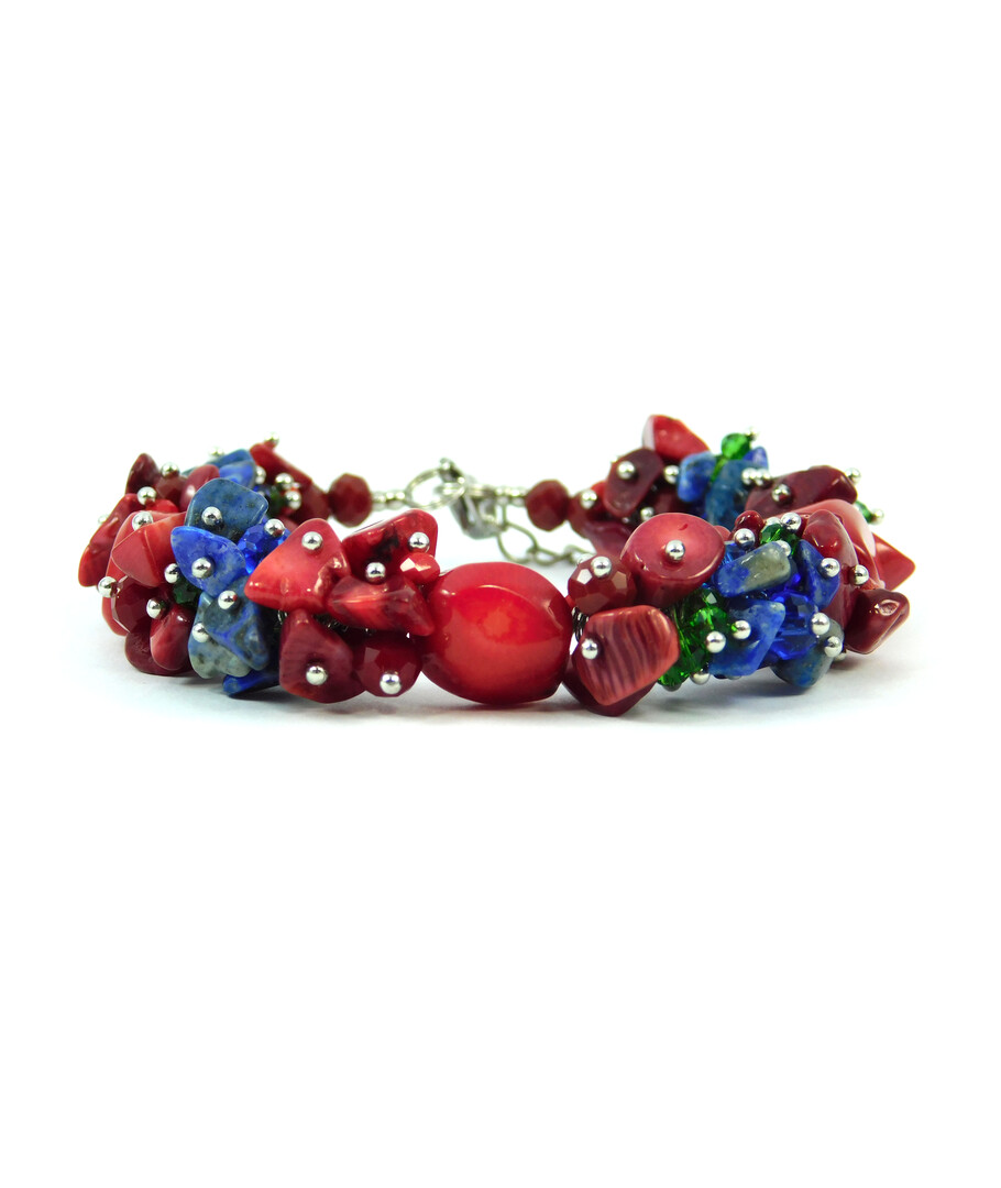 Exclusive bracelet "Legend of the Carpathians 3". Coral, lapis lazuli