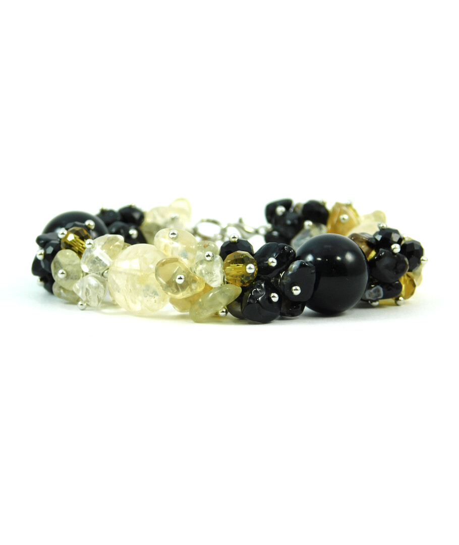 Exclusive bracelet "Vanilla Chocolate", Agate, Citrine