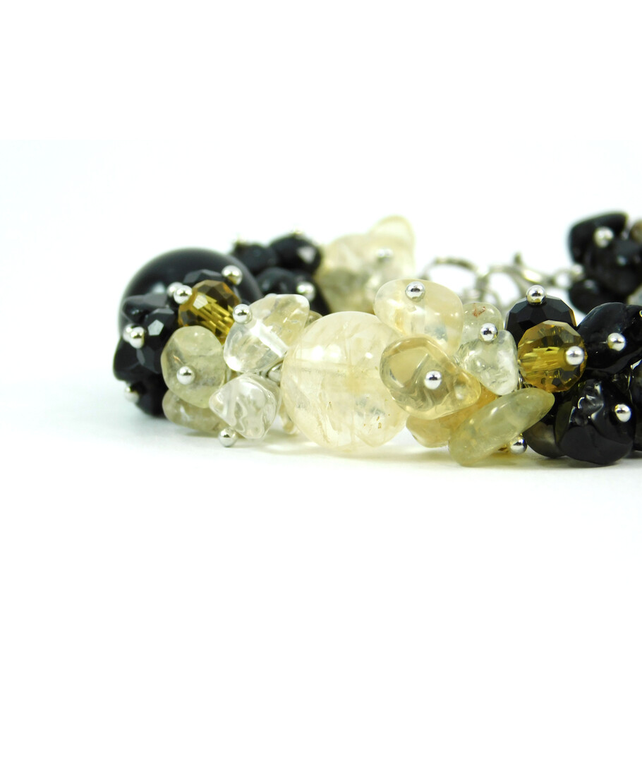 Exclusive bracelet "Vanilla Chocolate", Agate, Citrine