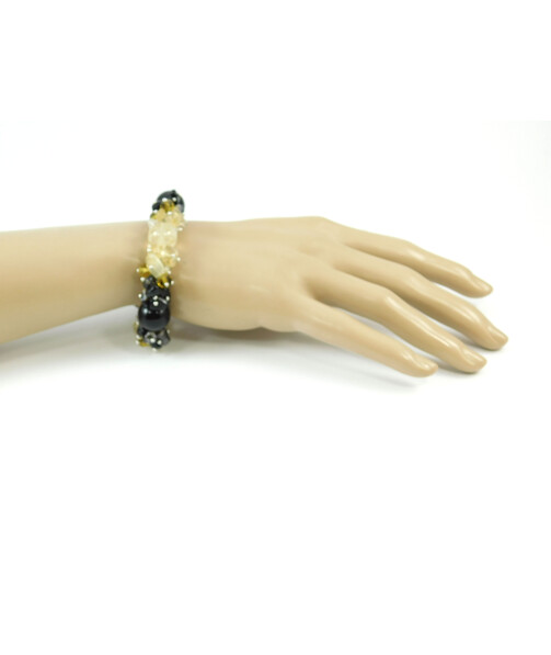 Exclusive bracelet "Vanilla Chocolate", Agate, Citrine