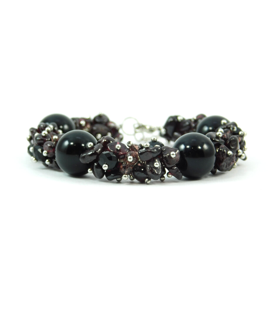 Exclusive bracelet "Carpathian Night" Agate, Garnet