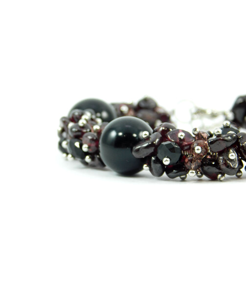 Exclusive bracelet "Carpathian Night" Agate, Garnet